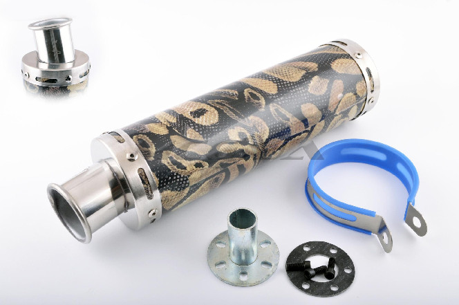 Глушитель (тюнинг) 300*90mm, креп. Ø48mm (нержавейка, змеиная кожа, прямоток, тип:1)
