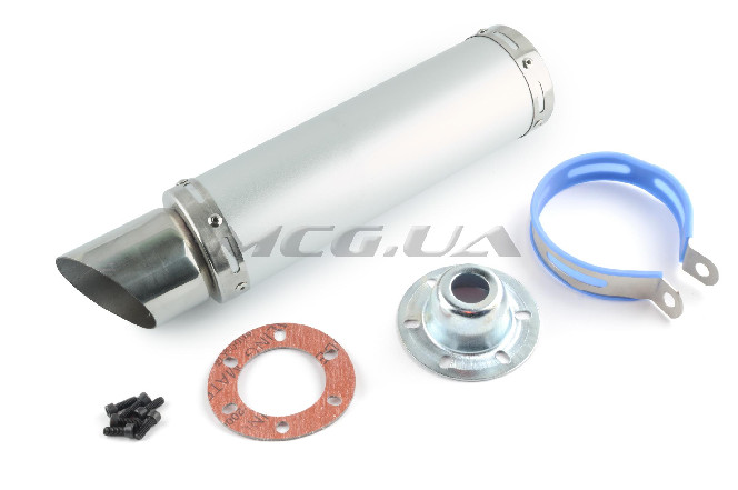 Глушитель (тюнинг) 300*90mm, креп. Ø48mm (нержавейка, хром, прямоток)
