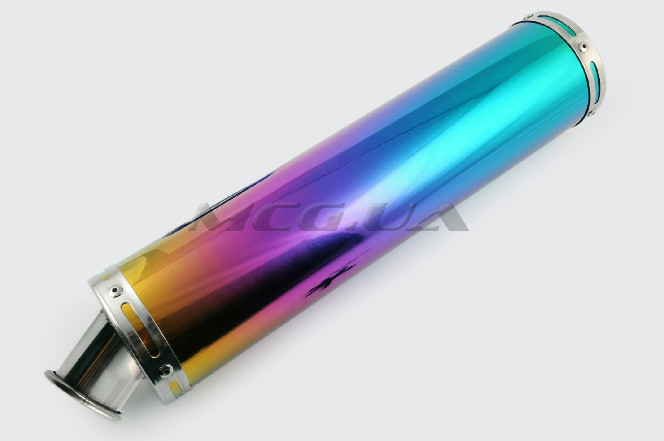 Глушитель (тюнинг) 420*100mm, креп. Ø78mm (нержавейка, радуга, без креплений, mod:53)