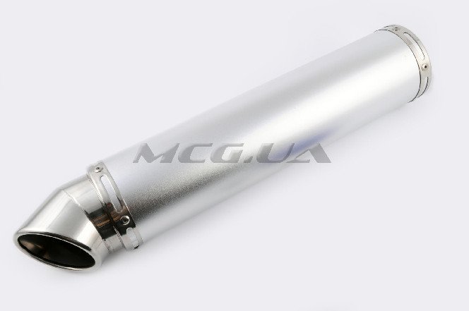 Глушитель (тюнинг) 420*100mm, креп. Ø78mm (нержавейка, серебро, без креплений, mod:54)