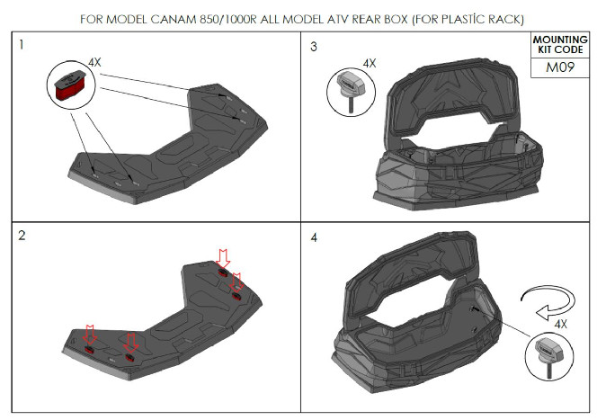 Кофр задній TUDEKS 08 (ATV REAR BOX 08) BLACK (CAN-AM G3 всі моделі, CFMOTO GOES TERROX 500S 500L)