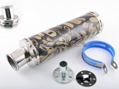 Глушитель (тюнинг) 300*90mm, креп. Ø48mm (нержавейка, змеиная кожа, прямоток, тип:1)