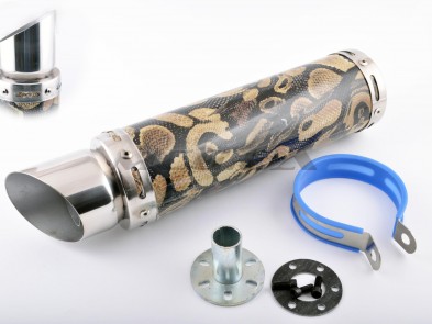 Глушитель (тюнинг) 300*90mm, креп. Ø48mm (нержавейка, змеиная кожа, прямоток, тип:2)