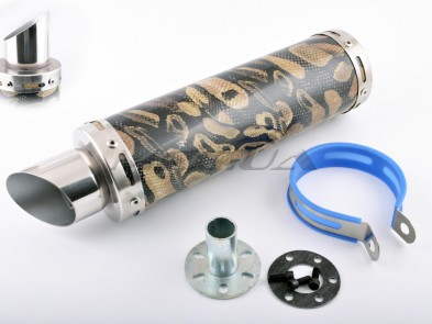 Глушитель (тюнинг) 300*90mm, креп. Ø48mm (нержавейка, змеиная кожа, прямоток, тип:3)