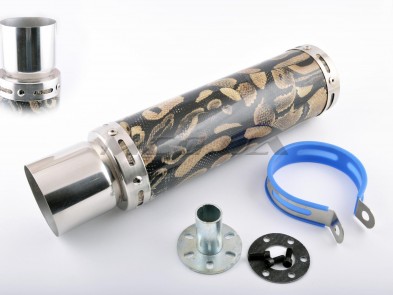Глушитель (тюнинг) 300*90mm, креп. Ø48mm (нержавейка, змеиная кожа, прямоток, тип:5)