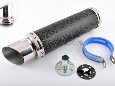 Глушитель (тюнинг) 300*90mm, креп. Ø48mm (нержавейка, мрамор черный, прямоток, тип:2)