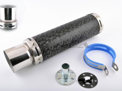 Глушитель (тюнинг) 300*90mm, креп. Ø48mm (нержавейка, мрамор черный, прямоток, тип:5)