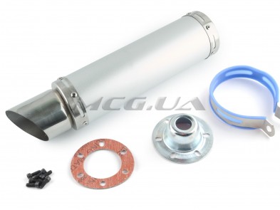 Глушитель (тюнинг) 300*90mm, креп. Ø48mm (нержавейка, хром, прямоток)