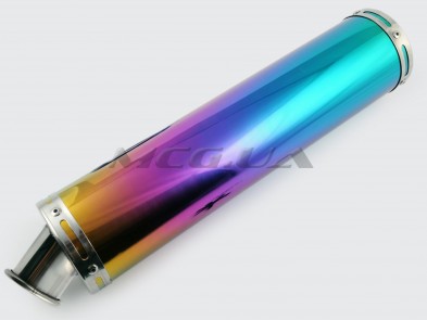 Глушитель (тюнинг) 420*100mm, креп. Ø78mm (нержавейка, радуга, без креплений, mod:53)