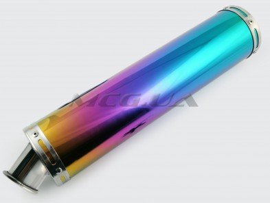 Глушитель (тюнинг) 420*100mm, креп. Ø78mm (нержавейка, радуга, без креплений, mod:53)