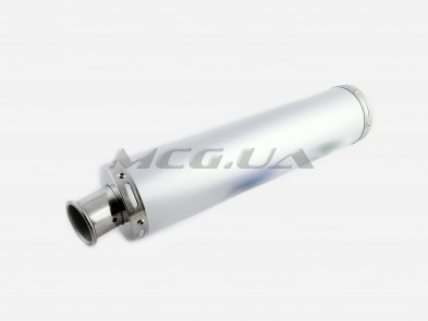 Глушитель (тюнинг) 420*100mm, креп. Ø78mm (нержавейка, серебро, без креплений, mod:55)