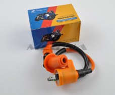Катушка зажигания (тюнинг) 4T GY6 50-150, Honda DIO (оранжевая, +насвечник) 
