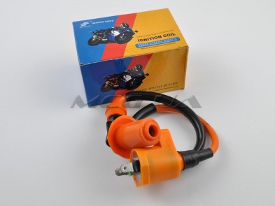 Катушка зажигания (тюнинг) 4T GY6 50-150, Honda DIO (оранжевая, +насвечник) 