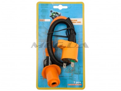 Катушка зажигания (тюнинг) 4T GY6 50-150, Honda DIO (оранжевая, +насвечник) 