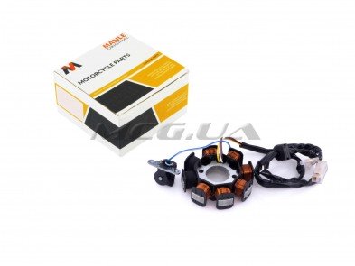 Статор генератора 4T GY6 50 (6+2 катушек, 4 контакта) 