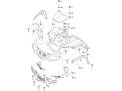 Деталь переднего корпуса рамы HS500ATV