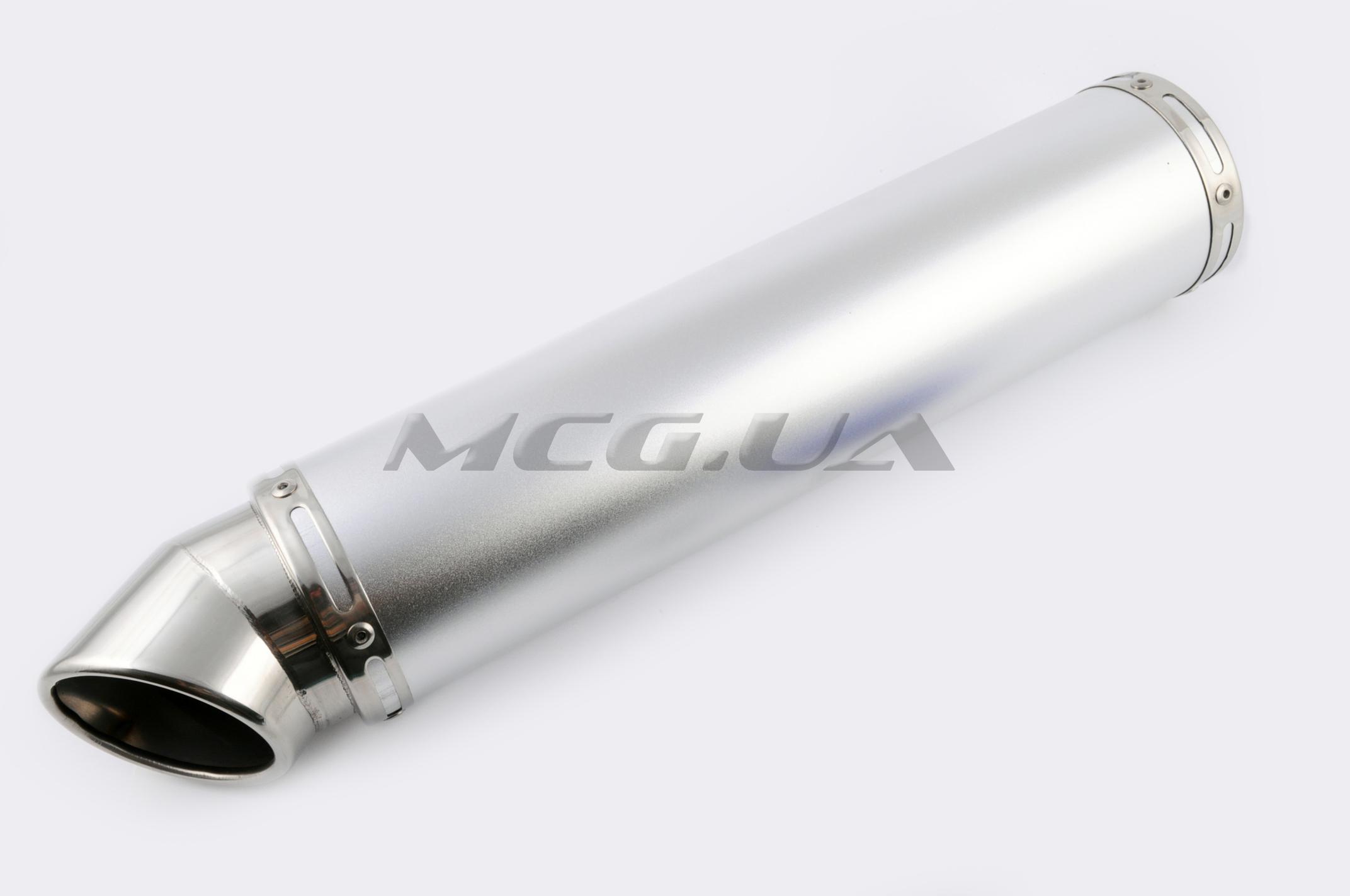 Глушитель (тюнинг) 420*100mm, креп. Ø78mm (нержавейка, серебро, без креплений, mod:54)