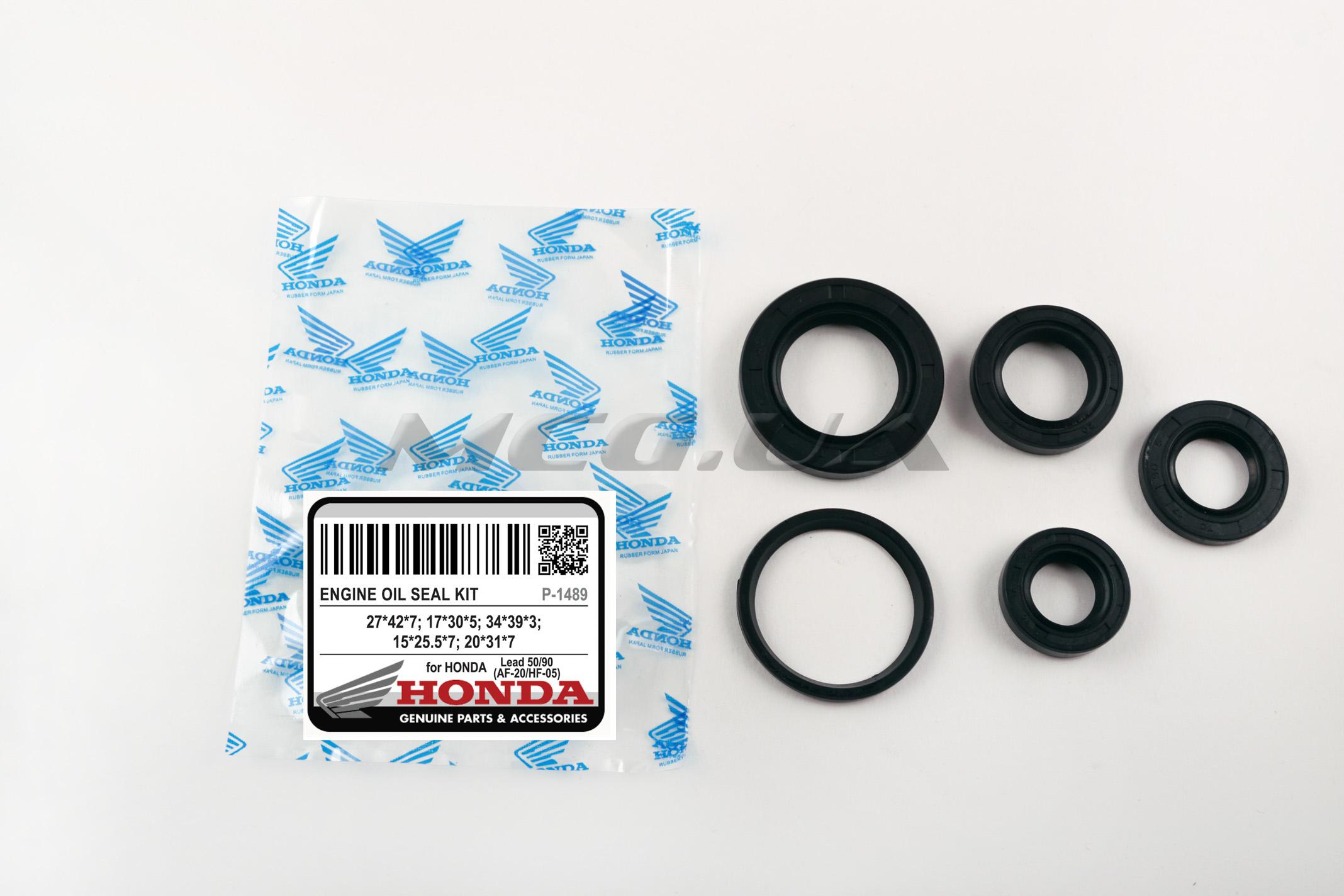 Сальники (набор) Honda LEAD 50/90 5шт (27*42*7, 17*30*5, 34*39*3, 15*25,5*7, 20*31*7) 